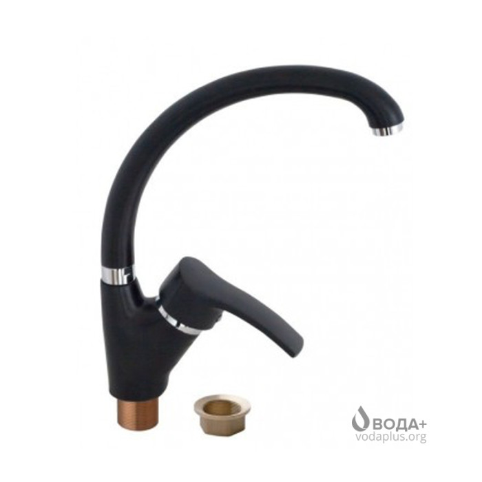 Змішувач для мийки Globus Lux Queensland латунь, чорний GLQU-0203S-BIG-ONIX