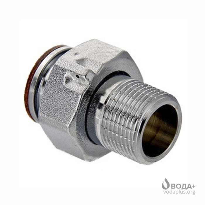 Напівзгін з накидною гайкою для водяного лічильника Valtec 1/2"нікель VTr.611.N.0004