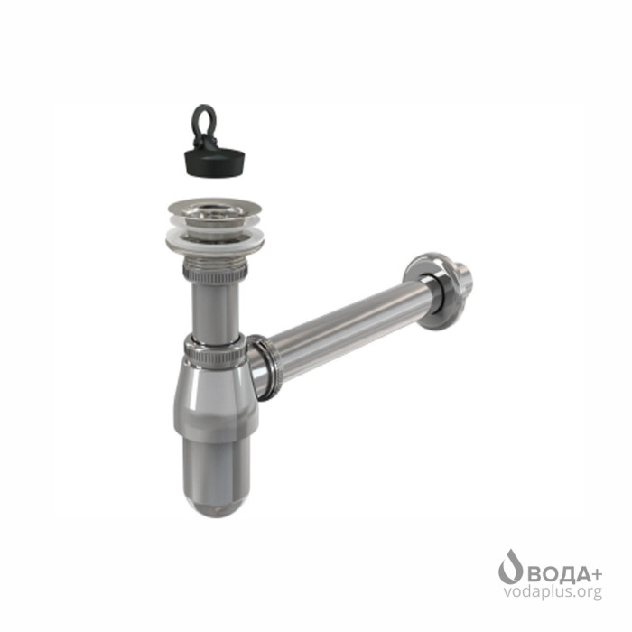 Сифон для умивальника AlcaPlast 1 1/4" металевий хромований з водозливом A437